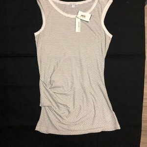 James Perse White and Black Striped Tank Top
